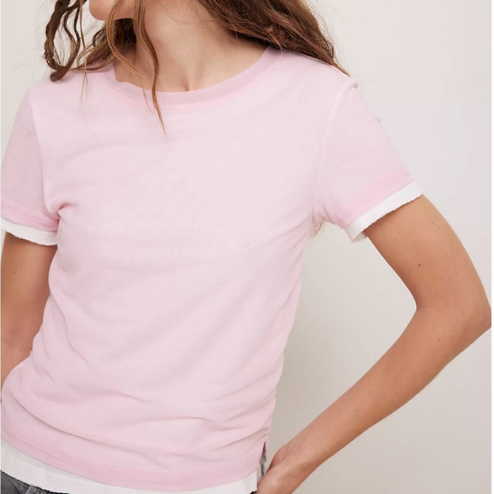 We the Free Tasha Tee/Pink and White Tee